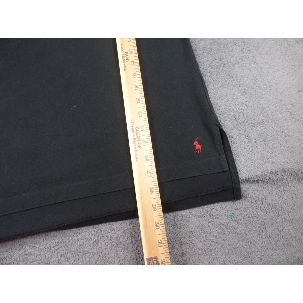Polo Ralph Lauren Mens Black Cotton Pocket Polo Shirt Red Pony Logo Size M